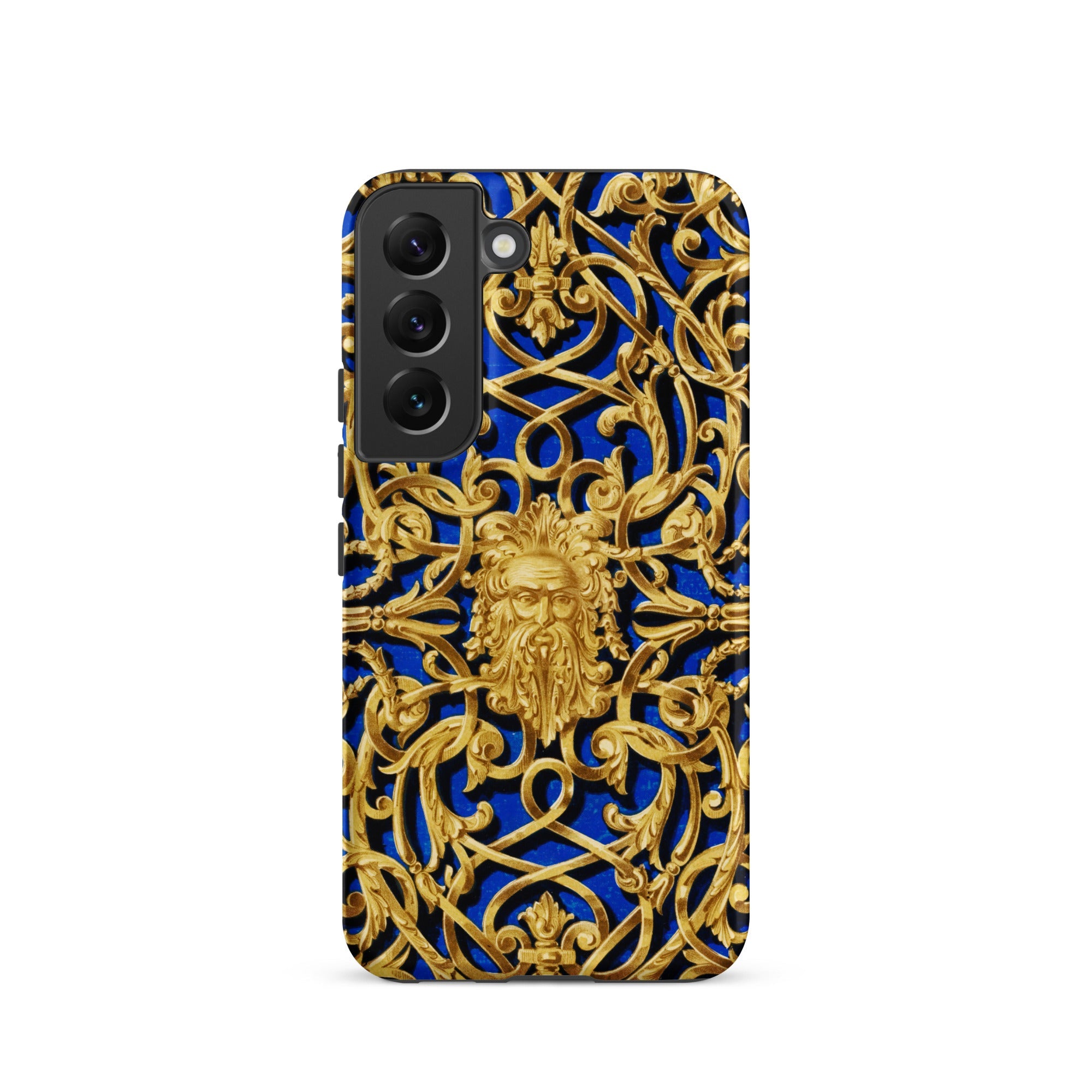 Open Work Panel Matthew Digby Wyatt Samsung Case, Galaxy S22 / Matte, Smartphone Case Ornate Blue Gold Pattern Bearded Face
