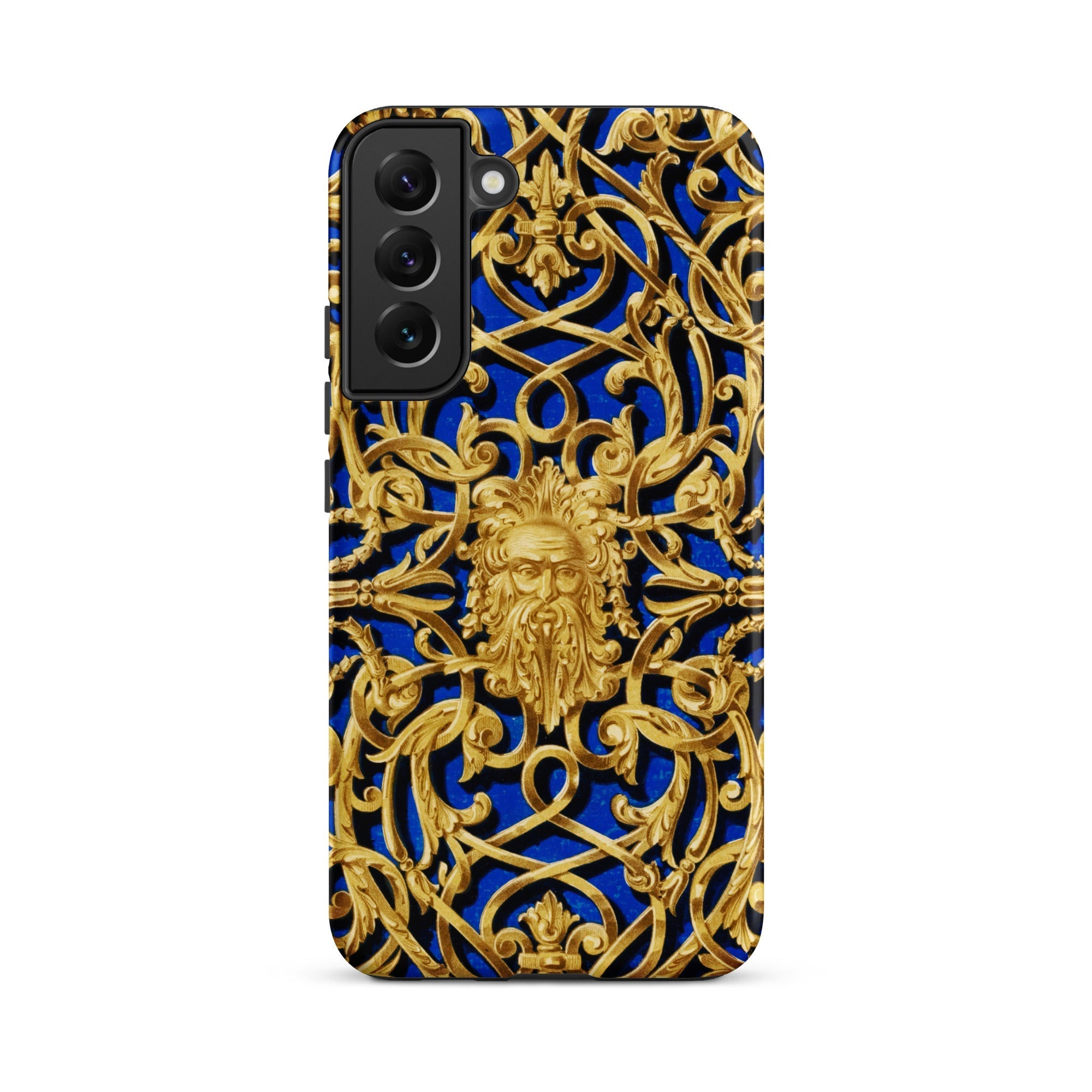 Open Work Panel Matthew Digby Wyatt Samsung Case, Galaxy S22 Plus / Matte, Smartphone Case Intricate Gold Baroque Pattern Royal Blue