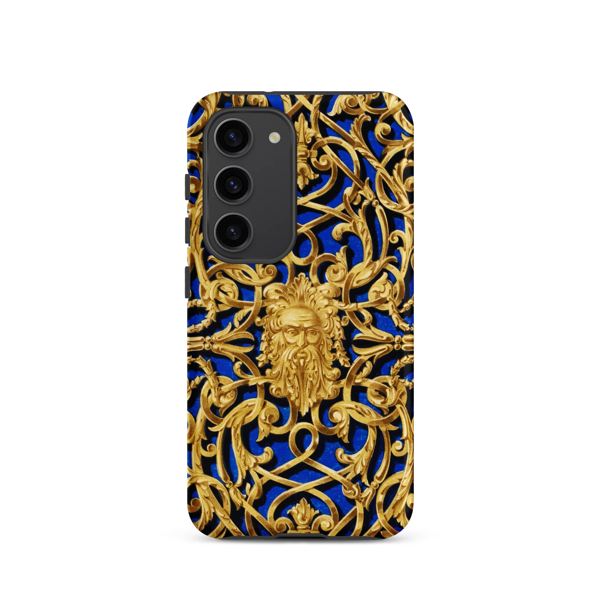 Open Work Panel Matthew Digby Wyatt Samsung Case, Galaxy S23 / Matte, Black Smartphone Gold Blue Baroque Pattern Case Bearded
