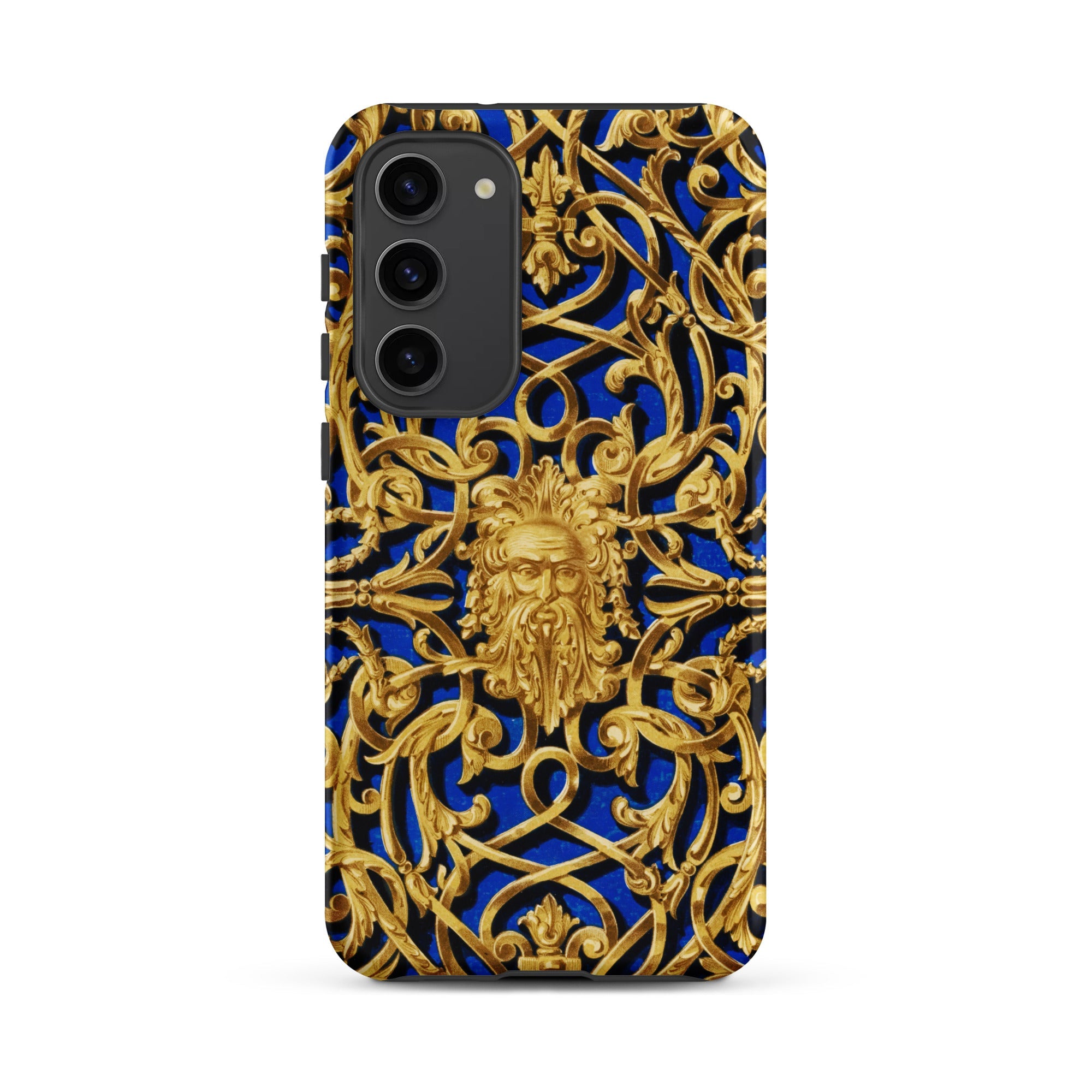 Open Work Panel Matthew Digby Wyatt Samsung Case, Galaxy S23 Plus / Matte, Smartphone Case Ornate Gold Blue Pattern Bearded Face