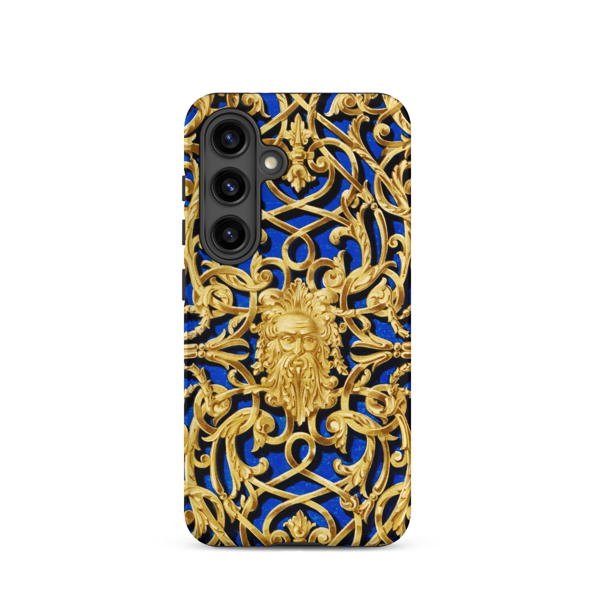 Open Work Panel Matthew Digby Wyatt Samsung Case, Galaxy S24 / Matte, Smartphone Case Ornate Gold Blue Design Classical Face