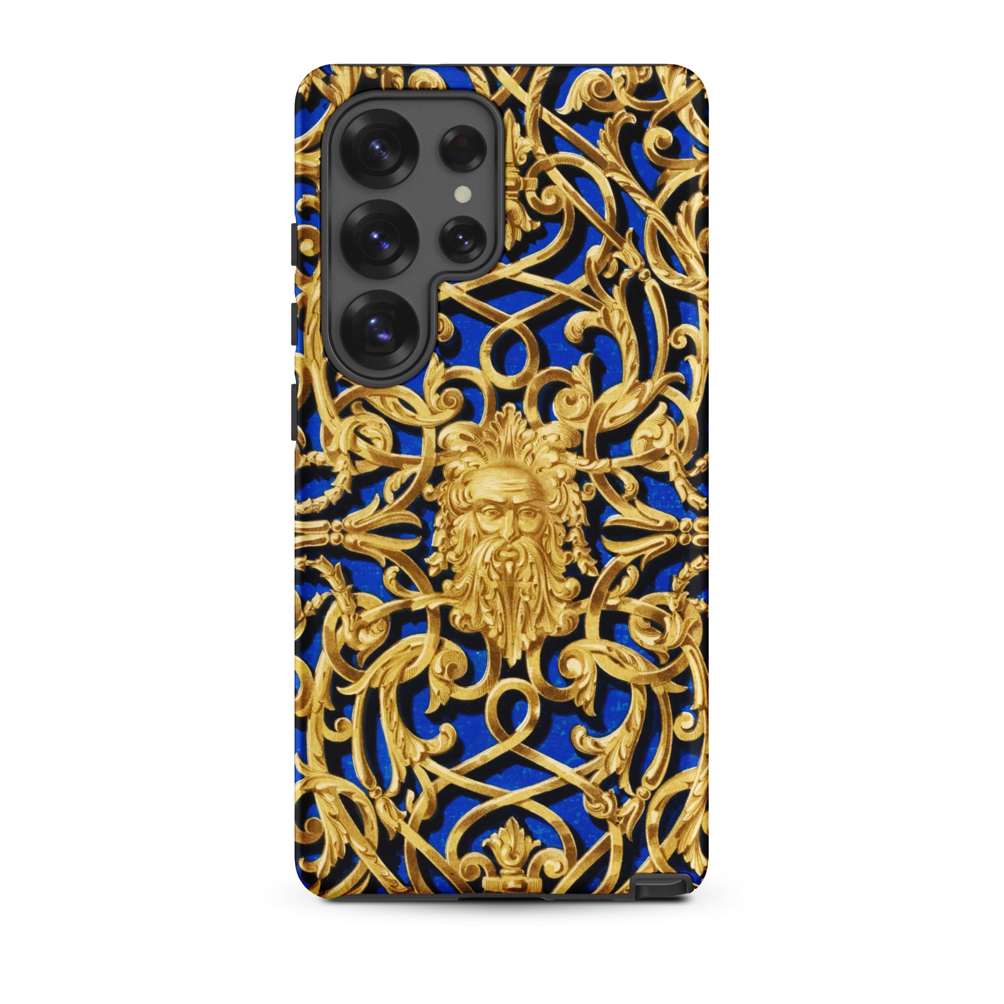Open Work Panel Matthew Digby Wyatt Samsung Case, Galaxy S25 Ultra / Matte, Smartphone Case Gold Baroque Pattern Central Bearded Face