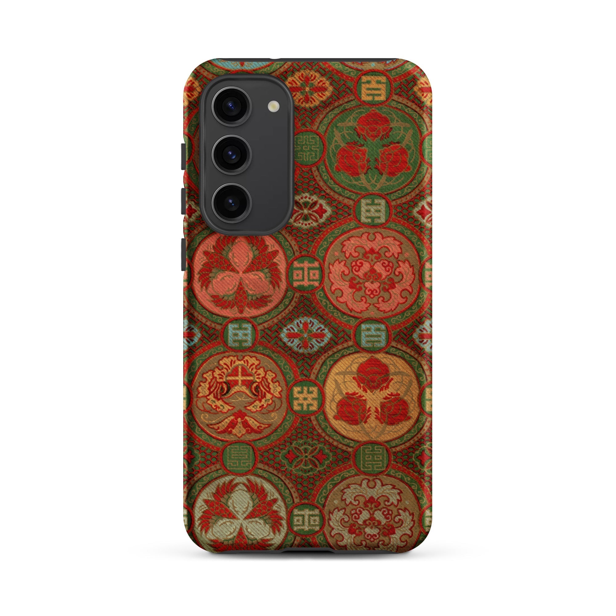 Ornamental Fan Pattern G.a. Audsley Samsung Case, Galaxy S23 Plus / Matte, Smartphone Case Dark Brown Red Green Intricate Floral
