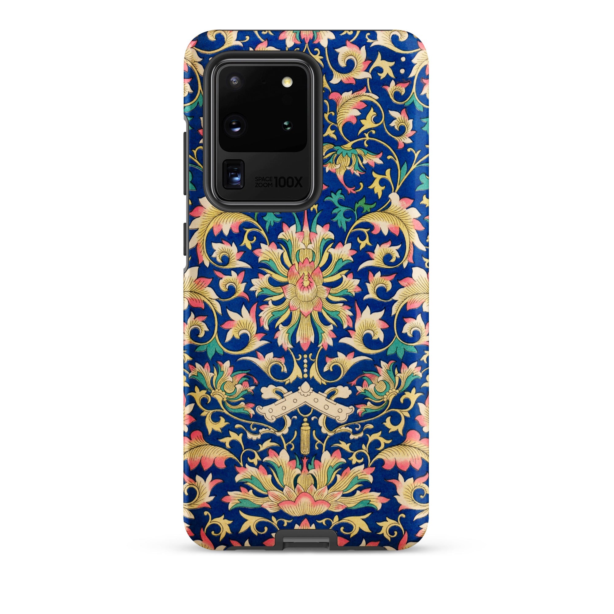 Ornamental Florals Owen Jones Samsung Case, Galaxy S20 Ultra / Matte, Smartphone Case Ornate Blue Gold Floral Pattern