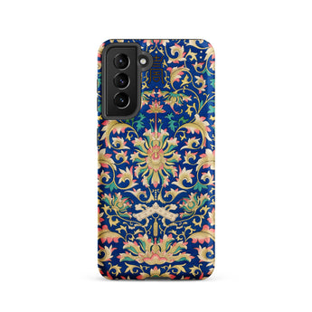 Ornamental Florals - Owen Jones Samsung Case, Galaxy S21 / Matte, Dark Blue Smartphone Case Ornate Floral Leaf Pattern