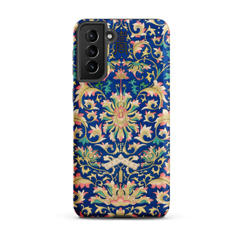 Ornamental Florals - Owen Jones Samsung Case, Galaxy S21 Plus / Matte, Smartphone Case Ornate Blue Gold Pink Floral Pattern