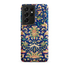 Ornamental Florals Owen Jones Samsung Case, Galaxy S21 Ultra / Matte, Smartphone Dark Blue Case Intricate Floral Pattern Pink