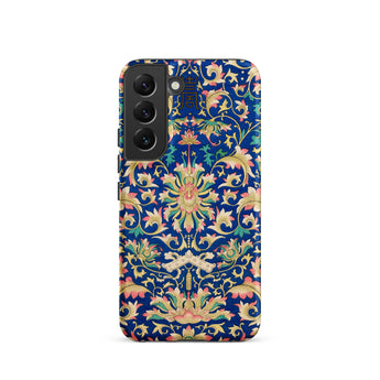 Ornamental Florals - Owen Jones Samsung Case, Galaxy S22 / Matte, Dark Blue Smartphone Case Vibrant Floral Leaf Pattern