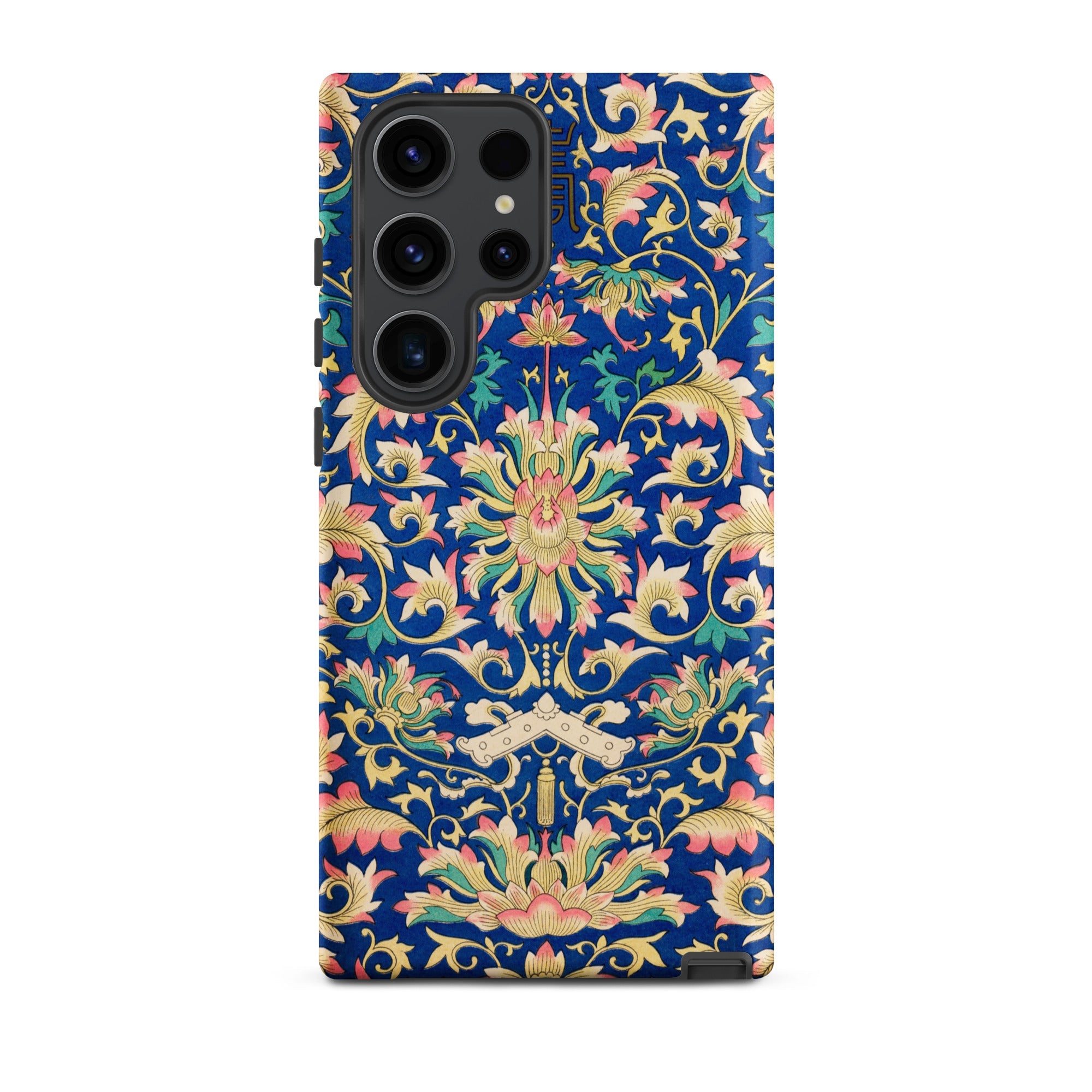 Ornamental Florals Owen Jones Samsung Case, Galaxy S23 Ultra / Matte, Smartphone Case Intricate Floral Leaf Pattern Dark Blue