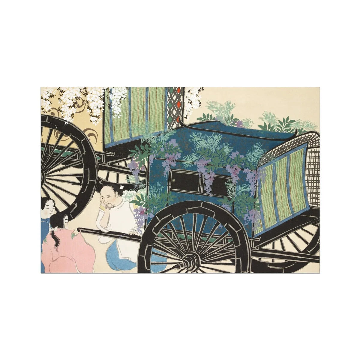 Flower Wagon - Kamisaka Sekka Woodblock Art Print 36’’x24’’ Posters Prints & Visual Artwork