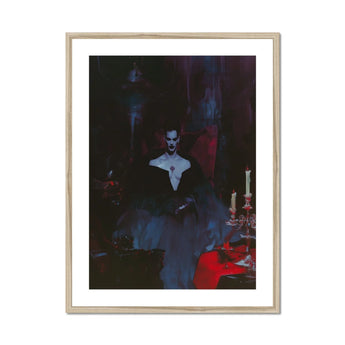 Orpheus - Gay Vampire Art Print, Ghostly Figure Dark Clothing White Collar Shadowy Backdrop