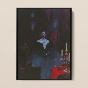 Orpheus - Gay Vampire Art Framed Canvas, 12x16’’ / 31x41cm / Black Floating Frame, Framed Gothic Portrait