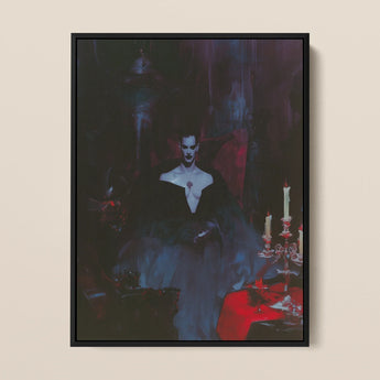 Orpheus - Gay Vampire Art Framed Canvas, 12x16’’ / 31x41cm / Black Floating Frame, Framed Gothic Portrait
