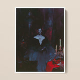 Orpheus - Gay Vampire Art Framed Canvas, 12x16’’ / 31x41cm / White Floating Frame, Framed Painting Pale-skinned Figure Dark Clothing Red
