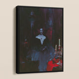 Orpheus - Gay Vampire Art Framed Canvas, Framed Dark Gothic Painting Person Deep V-neck Pale