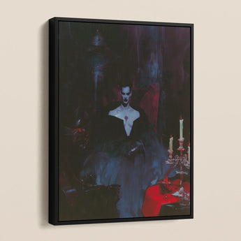 Orpheus - Gay Vampire Art Framed Canvas, Framed Dark Gothic Painting Person Deep V-neck Pale