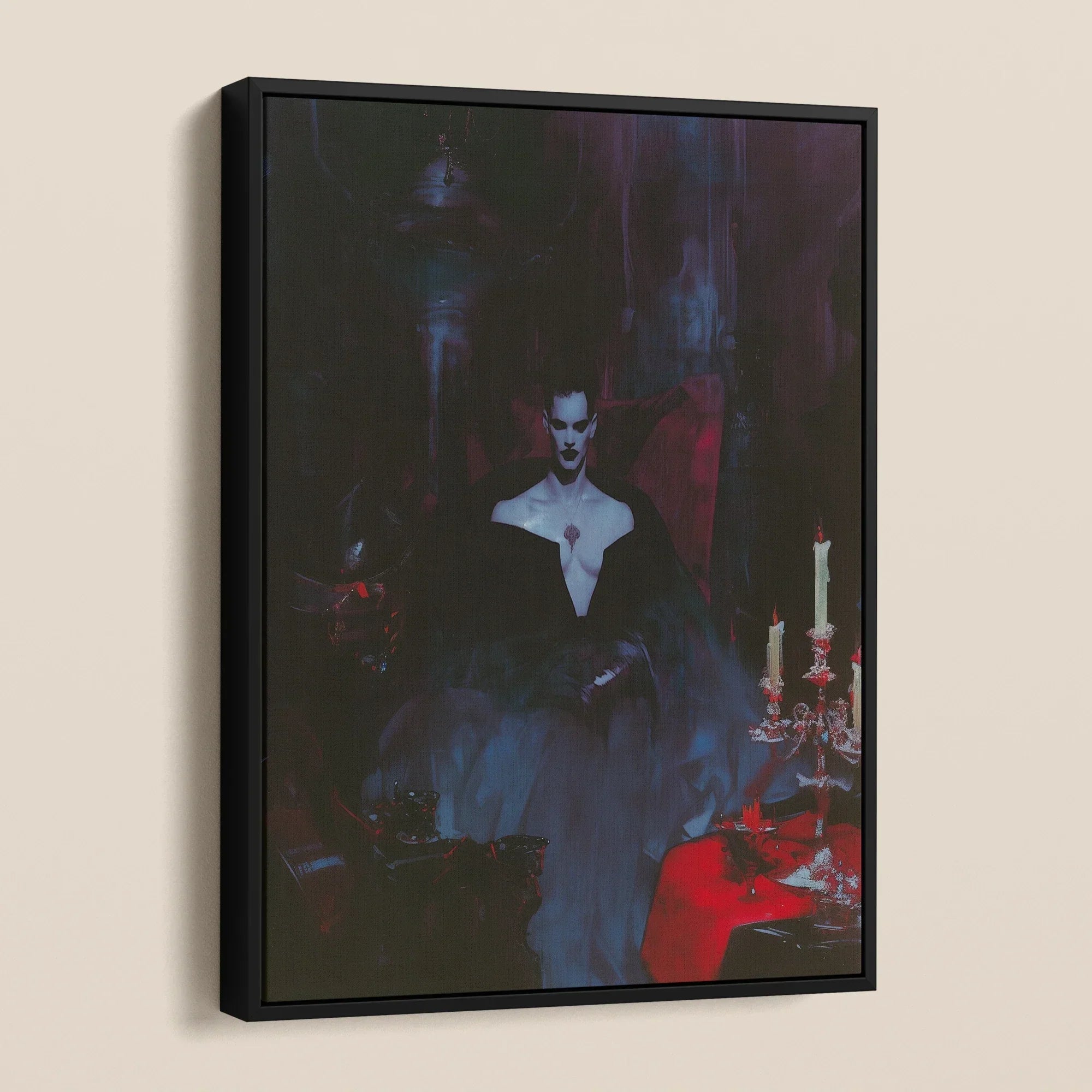 Orpheus - Gay Vampire Art Framed Canvas, Framed Gothic Portrait