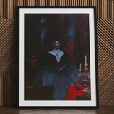 Orpheus gay vampire gothic art print in black frame