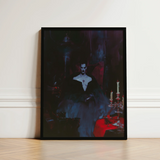 Black-framed Art Print Gothic Figure Dark Attire Moody Gay Vampire, Opulence, Queer Decadence