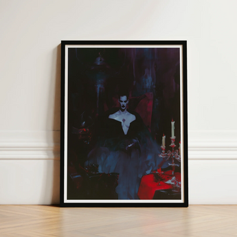 Black-framed Art Print Gothic Portrait Pale Figure Dark Gay Vampire, Opulence, Queer Decadence