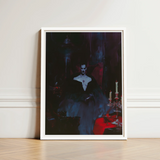 Framed Artwork Gothic Figure Dark Attire Seated Ornate Gay Vampire Art, Opulence, Queer Decadence