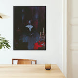 Orpheus - Gay Vampire Art Print / Canvas Black-framed Artwork Woman Dark Attire Red Accents Set Gay Vampire Art, Gothic Opulence, Queer