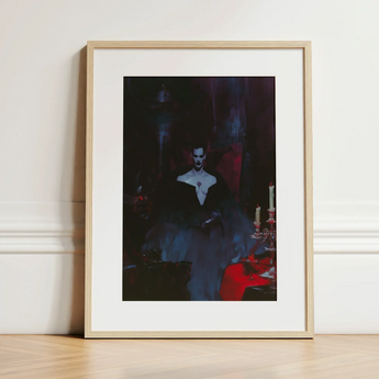 Orpheus - Gay Vampire Art Print / Canvas Framed Art Print Dark Gothic Portrait Woman Elegant Gay Vampire Art, Opulence, Queer Decadence