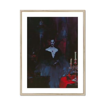 Orpheus - Gay Vampire Art Print, Ghostly Figure Dark Clothing White Collar Shadowy Backdrop