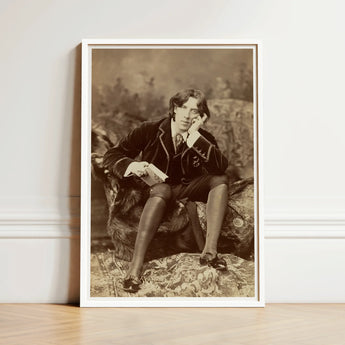 Sepia-toned Portrait Print White Frame Elegantly Dressed Man Oscar Wilde, Napoleon Sarony, Albumen Silver, Pure Self-constructed Argument,