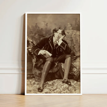 Framed Sepia-toned Portrait Oscar Wilde Printed Matte Paper, Napoleon Sarony, Albumen Silver Print, Pure Self-constructed Argument,
