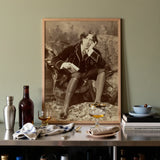 Oscar Wilde - Napoleon Sarony Art Print / Canvas Framed Sepia-toned Portrait Oscar Wilde Dark Velvet Jacket Wilde, Napoleon Sarony, Albumen