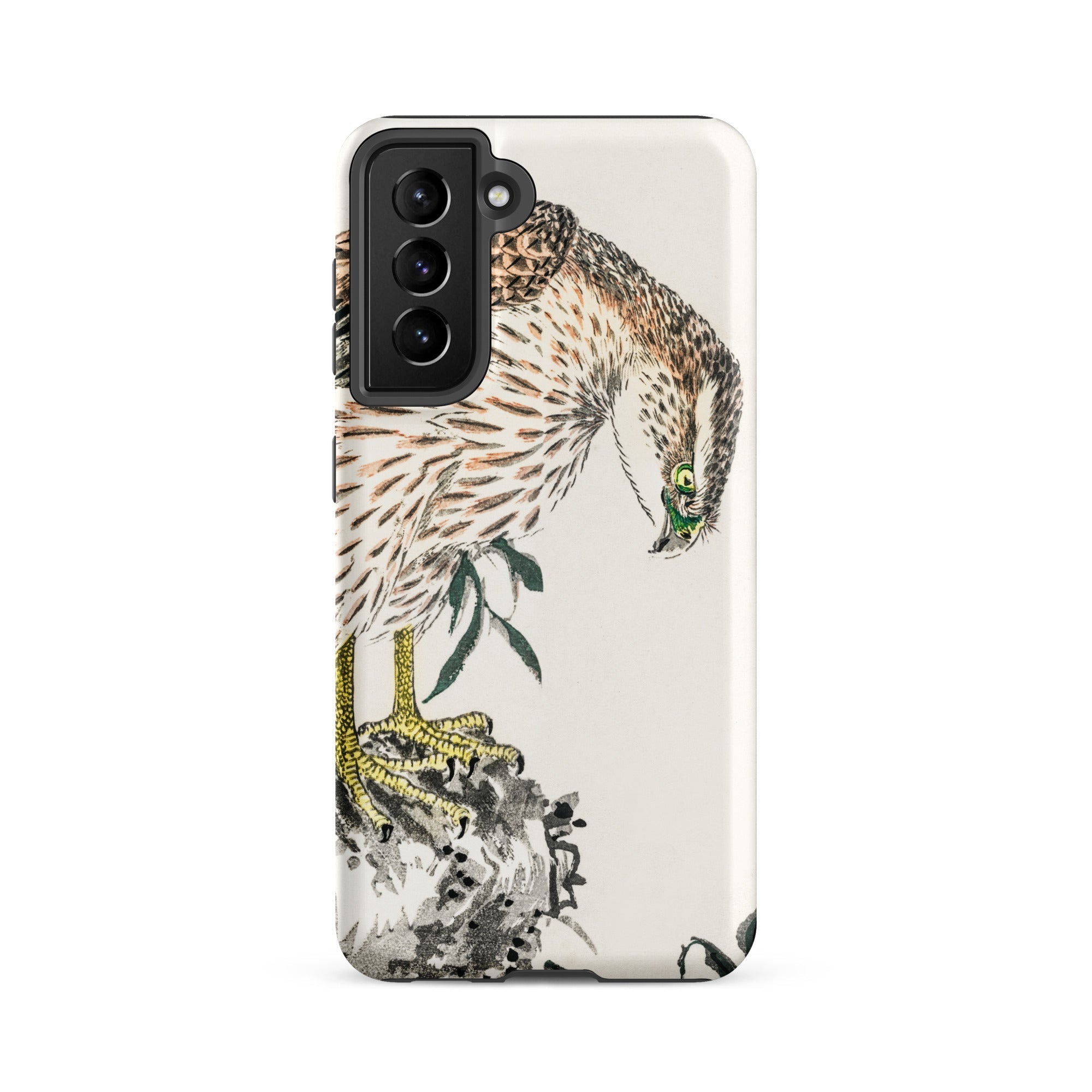 Osprey Numata Kashu Meiji Bird Samsung Case, Galaxy S21 Fe / Matte, Smartphone Case Detailed Illustration Hawk Perched Rock