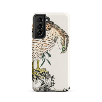 Osprey - Numata Kashu Meiji Bird Samsung Case, Galaxy S21 / Matte, White Smartphone Case Detailed Illustration Hawk Perched Rock