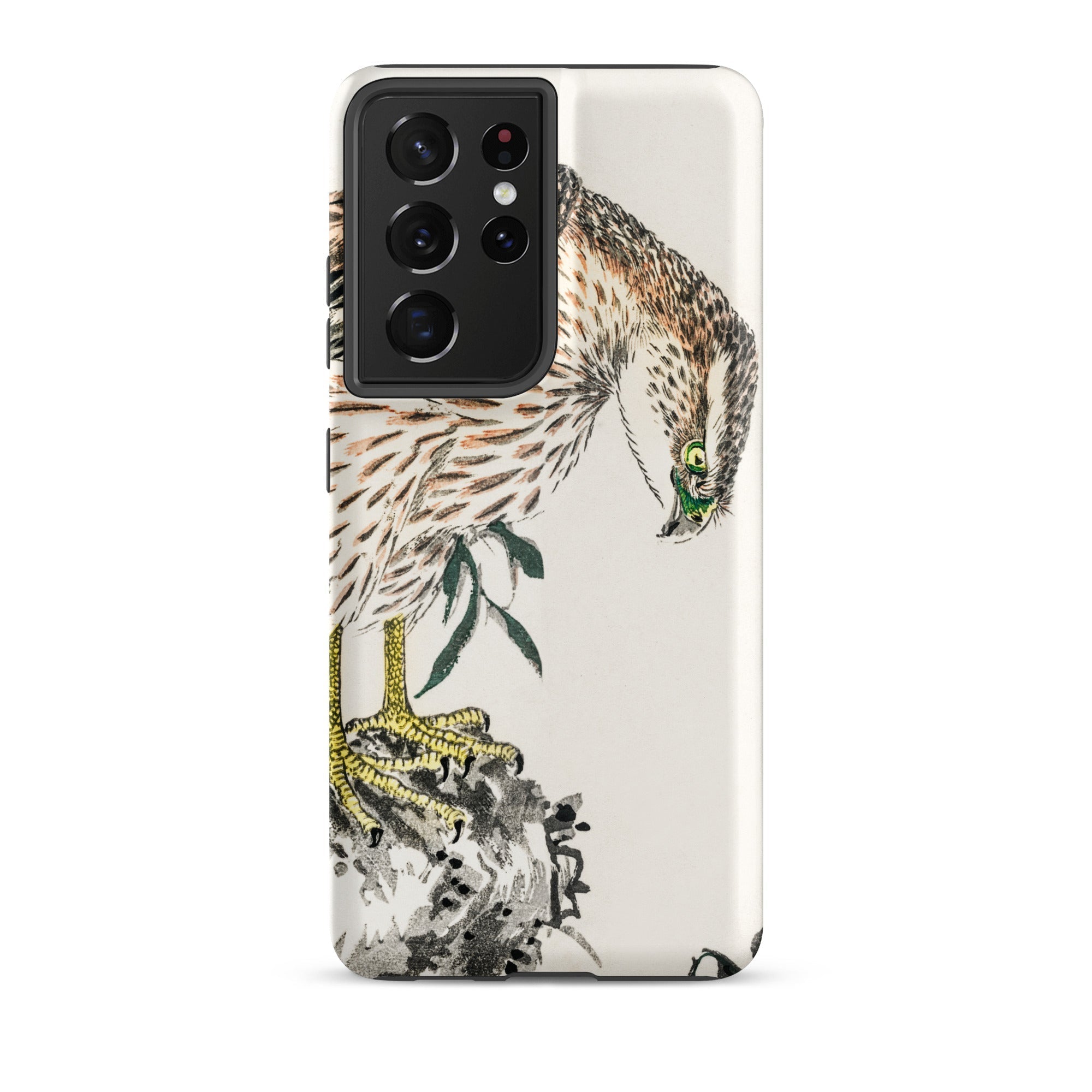 Osprey Numata Kashu Meiji Bird Samsung Case, Galaxy S21 Ultra / Matte, White Smartphone Case Detailed Hawk Illustration