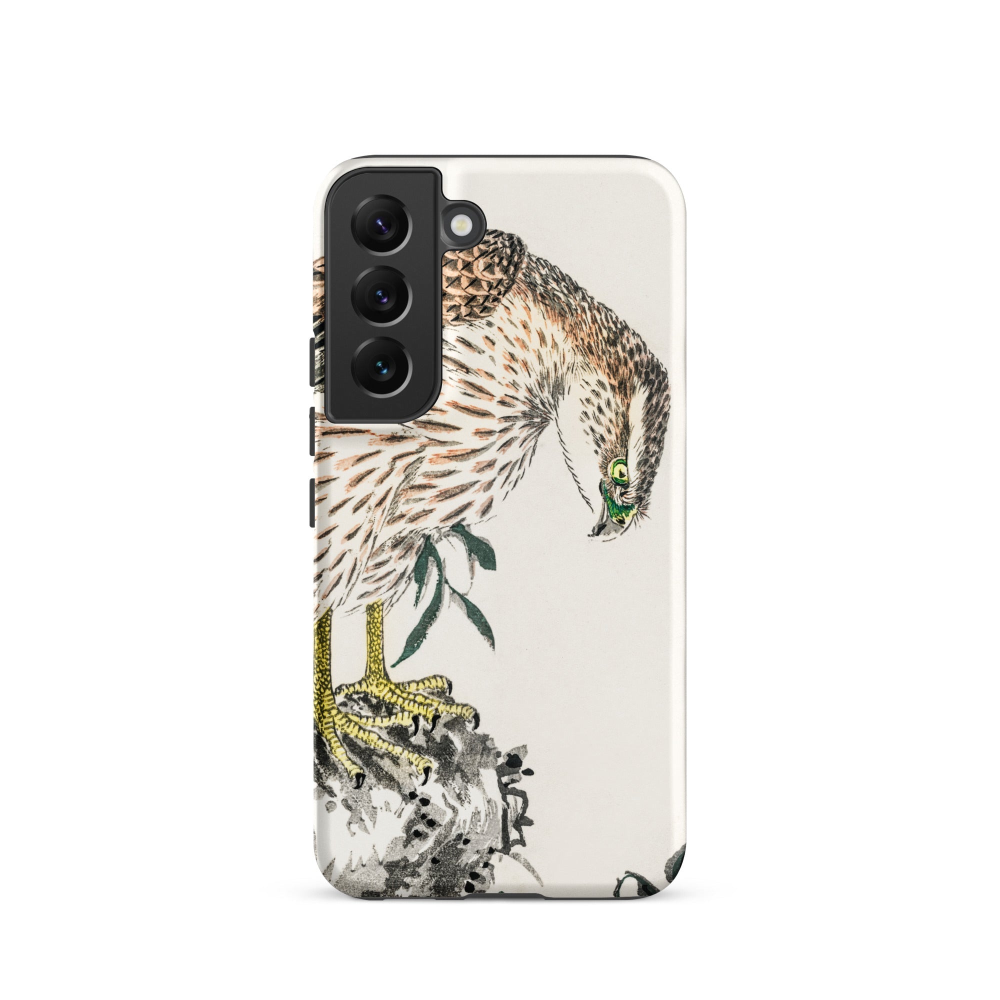 Osprey Numata Kashu Meiji Bird Samsung Case, Galaxy S22 / Matte, White Phone Case Detailed Illustration Hawk Perched Rock