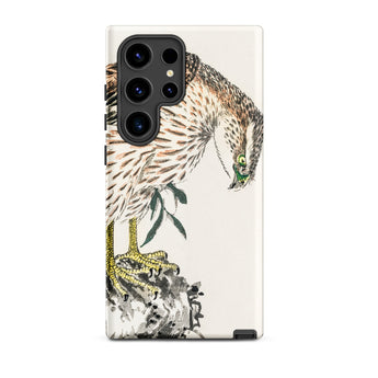Osprey - Numata Kashu Meiji Bird Samsung Case, Galaxy S24 Ultra / Matte, White Phone Case Detailed Illustration Hawk Perched Rock