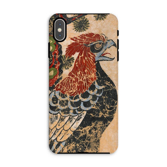 Otsu-e of Eagle - Edo Art Iphone Case, Xs Max / Matte, Stylized Bird Red Crest Feathers Scalloped Patterns Japanese