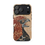 Otsu-e of Eagle - Edo Art Phone Case Iphone 17 Pro Max / Matte 12 Rooster Design Red Ancient Tempest Hums, Mythic Sentinel Torn Mobile Cases