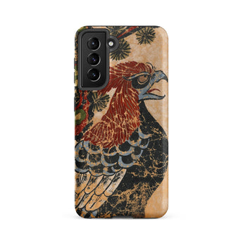 Otsu-e of Eagle - Edo Art Samsung Case, Galaxy S21 Fe / Matte, Smartphone Case Detailed Distressed Illustration Bird Reddish-brown Head