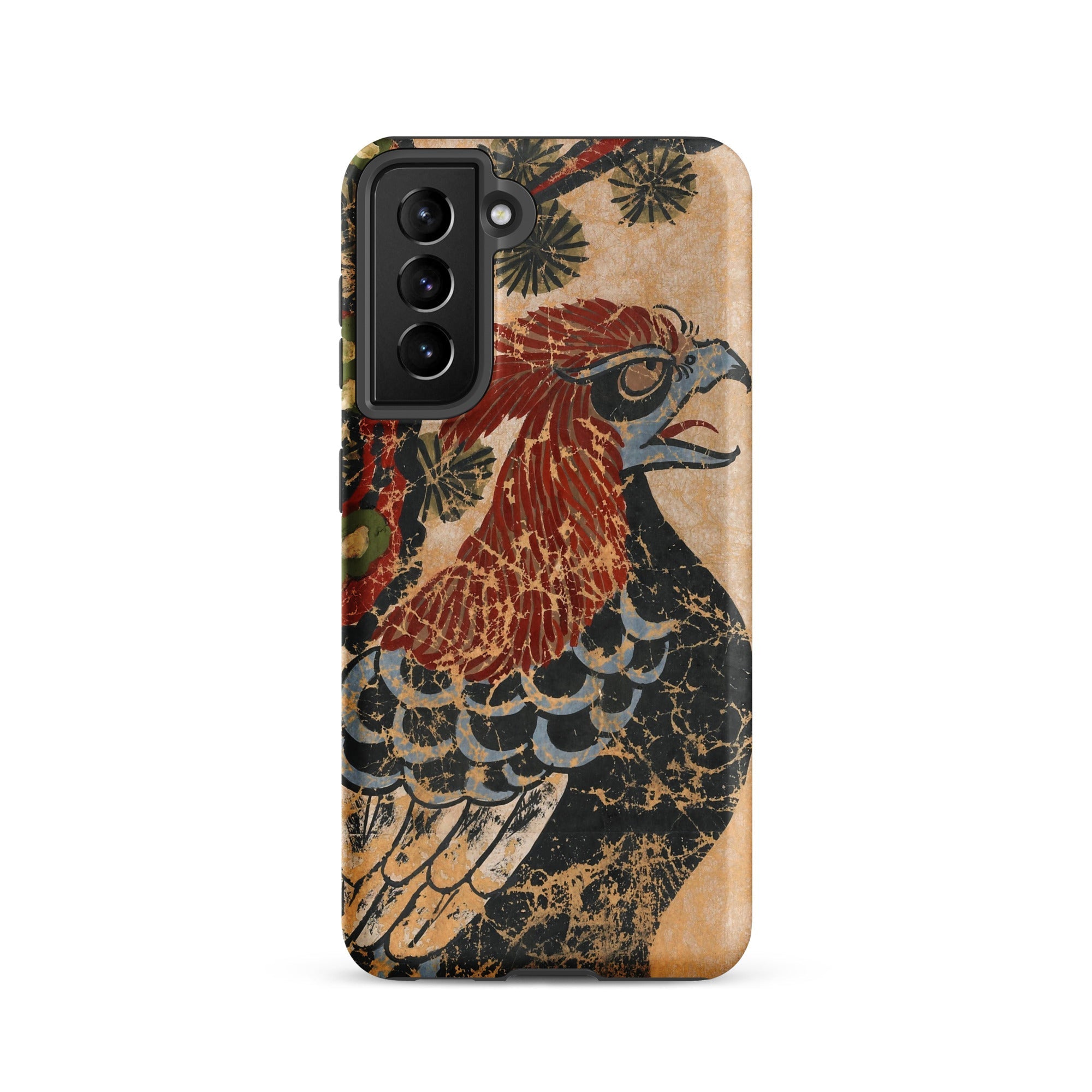 Otsu e of Eagle Edo Art Samsung Case, Galaxy S21 / Matte, Smartphone Case Illustration Bird Red Head Dark Body