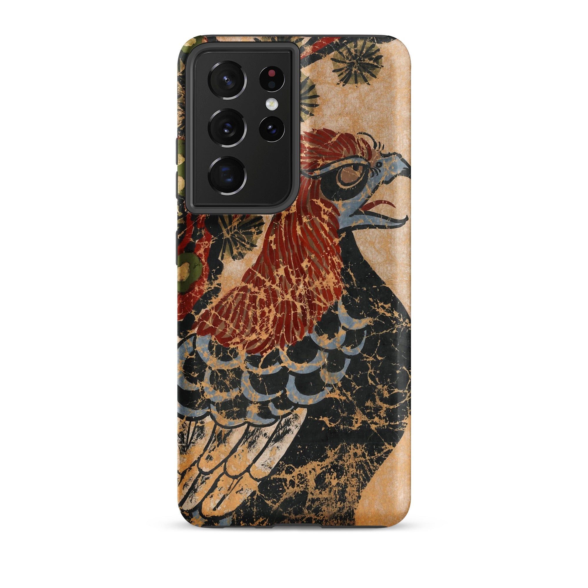 Otsu e of Eagle Edo Art Samsung Case, Galaxy S21 Ultra / Matte, Smartphone Case Stylized Distressed Eagle Design