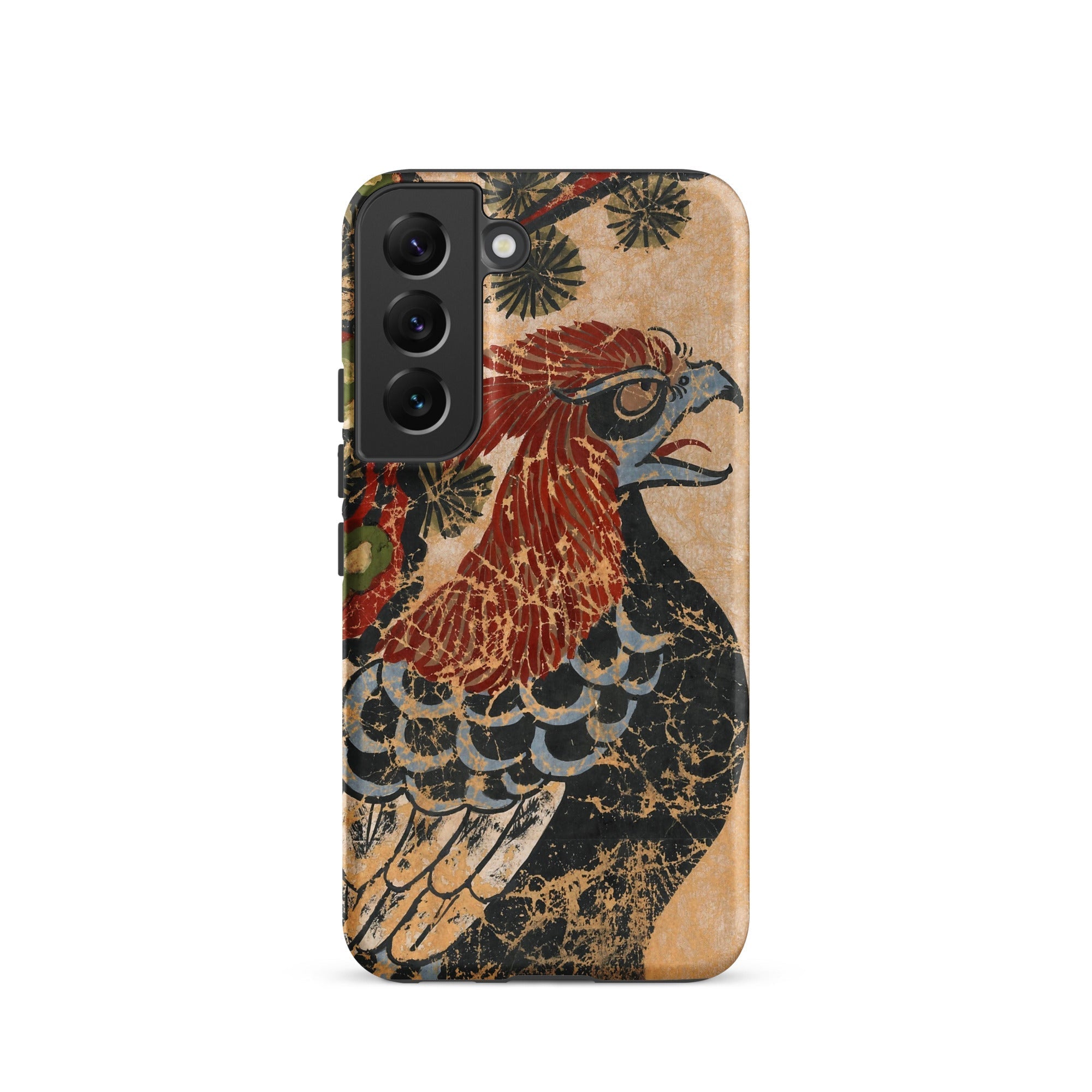 Otsu e of Eagle Edo Art Samsung Case, Galaxy S22 / Matte, Smartphone Case Stylized Distressed Depiction Bird Reddish Brown Plumage