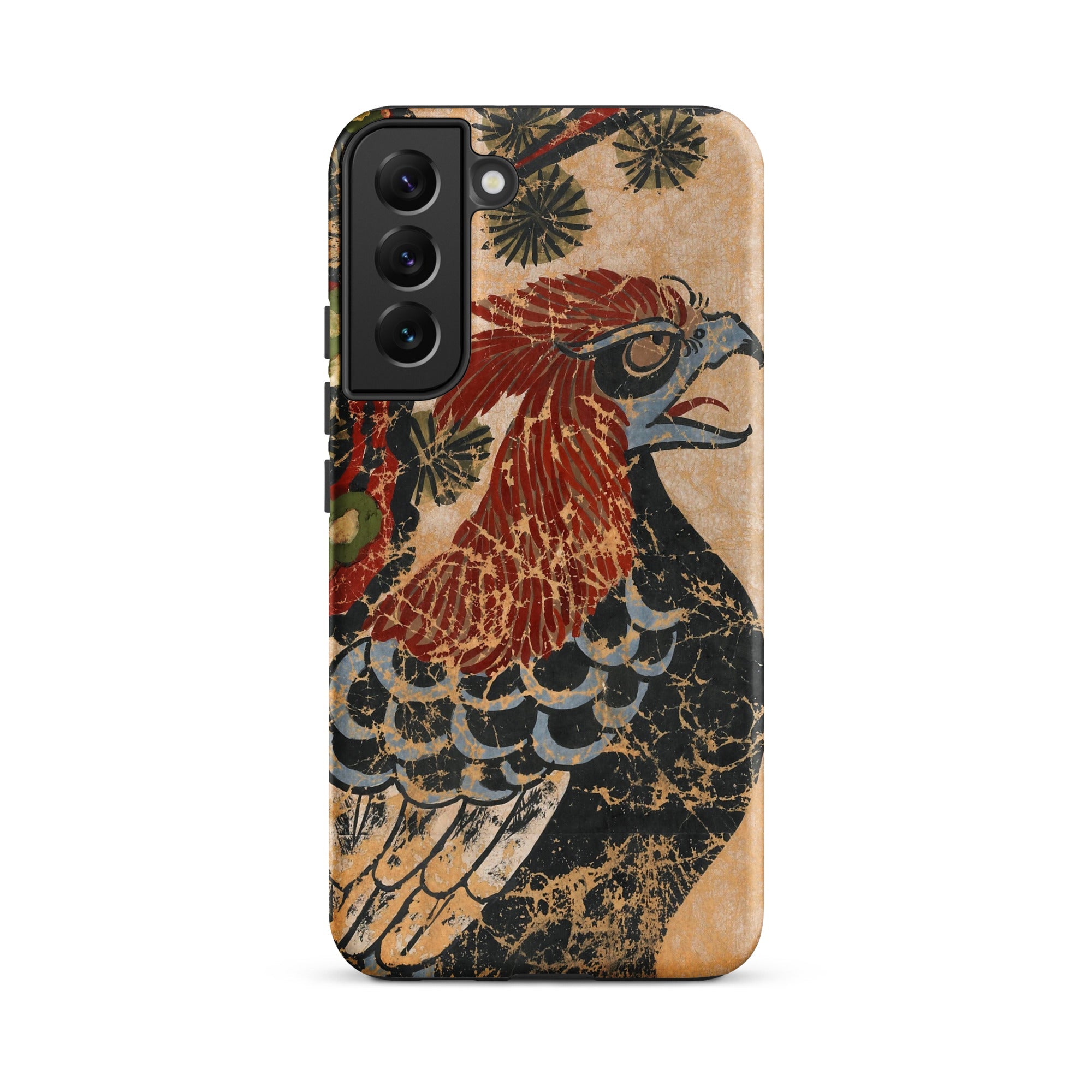 Otsu e of Eagle Edo Art Samsung Case, Galaxy S22 Plus / Matte, Smartphone Case Stylized Distressed Illustration Bird Red Head