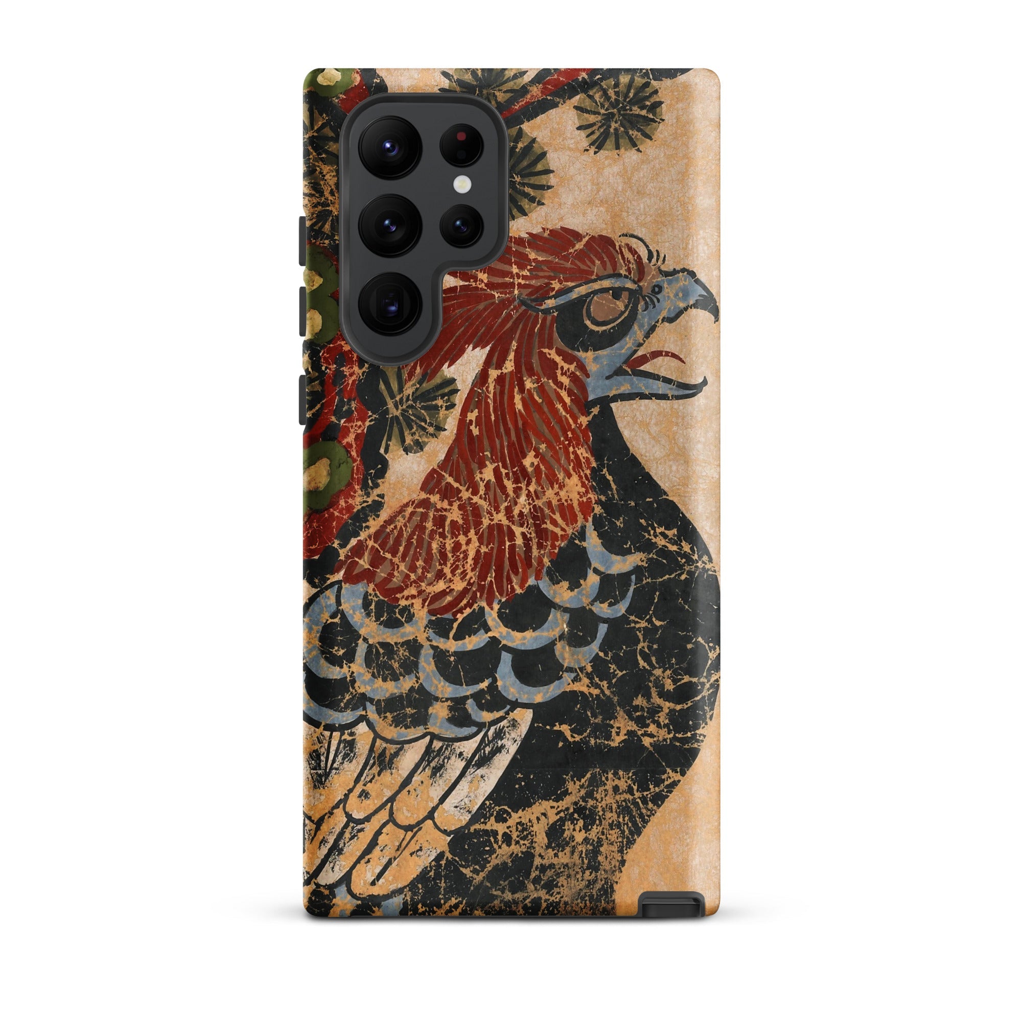 Otsu e of Eagle Edo Art Samsung Case, Galaxy S22 Ultra / Matte, Phone Case Distressed Ancient Style Illustration Bird