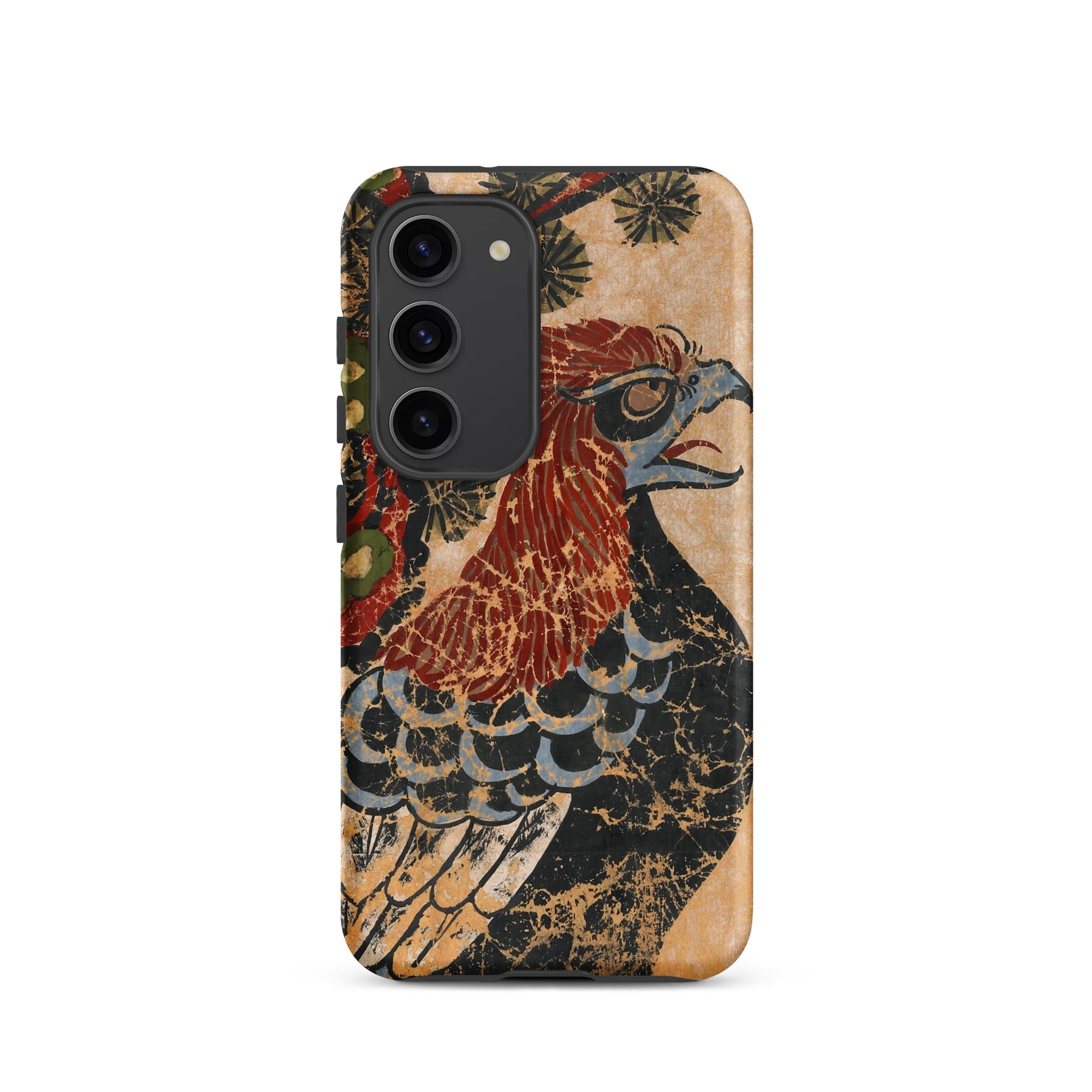 Otsu e of Eagle Edo Art Samsung Case, Galaxy S23 / Matte, Brown Black Phone Case Stylized Red Tan Eagle