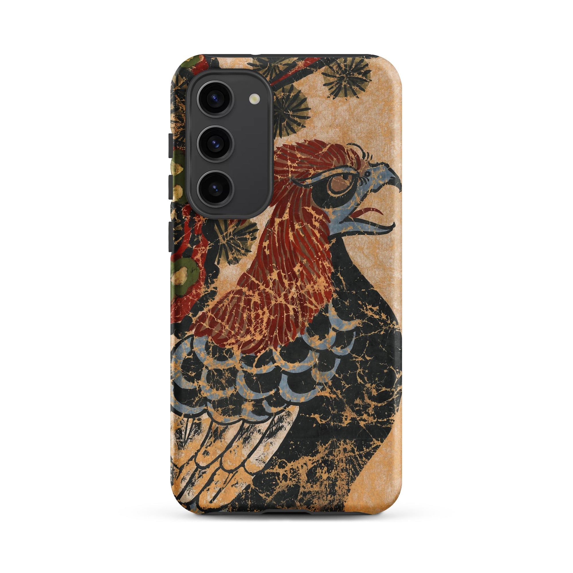 Otsu e of Eagle Edo Art Samsung Case, Galaxy S23 Plus / Matte, Phone Case Stylized Bird Design Textured Ancient Art