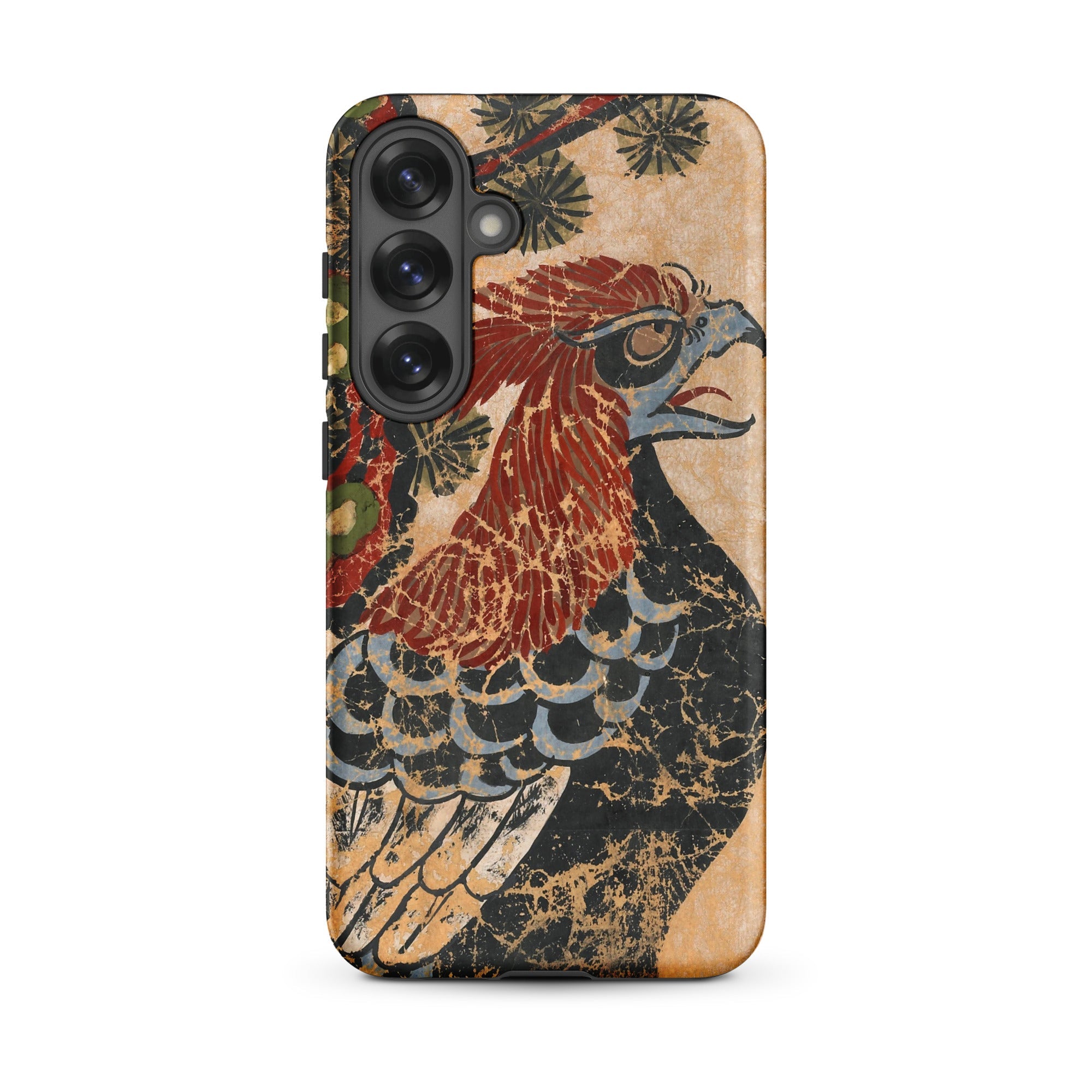 Otsu e of Eagle Edo Art Samsung Case, Galaxy S25 Plus / Matte, Phone Case Stylized Distressed Illustration Bird Prey Red