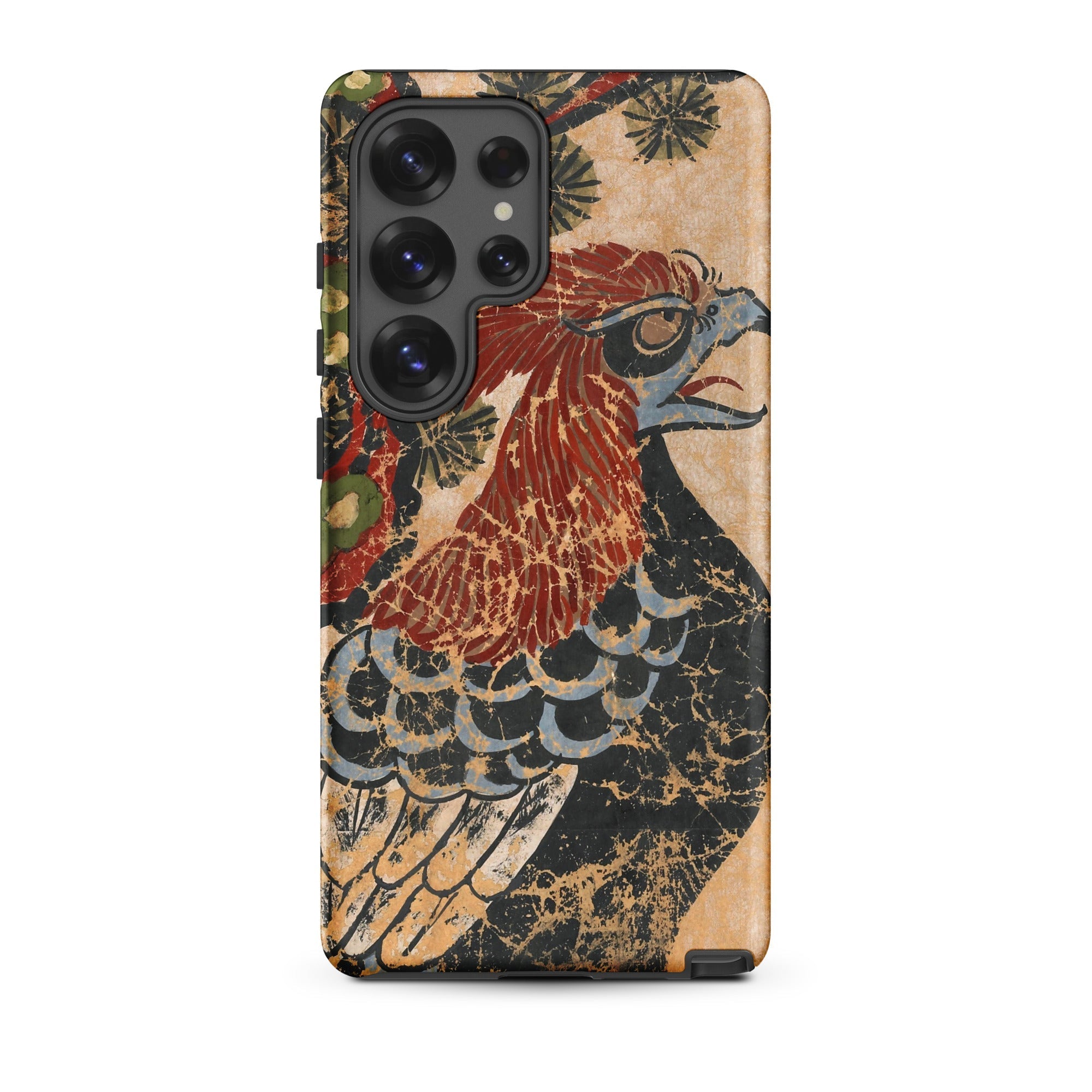 Otsu e of Eagle Edo Art Samsung Case, Galaxy S25 Ultra / Matte, Smartphone Case Stylized Distressed Depiction Bird Reddish Brown Black