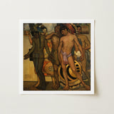 Framed Reproduction Classical Painting Nude Partially Clothed Indigenous Ancient Gods, Saturnino Herrán Pressed, Picture’s Lower