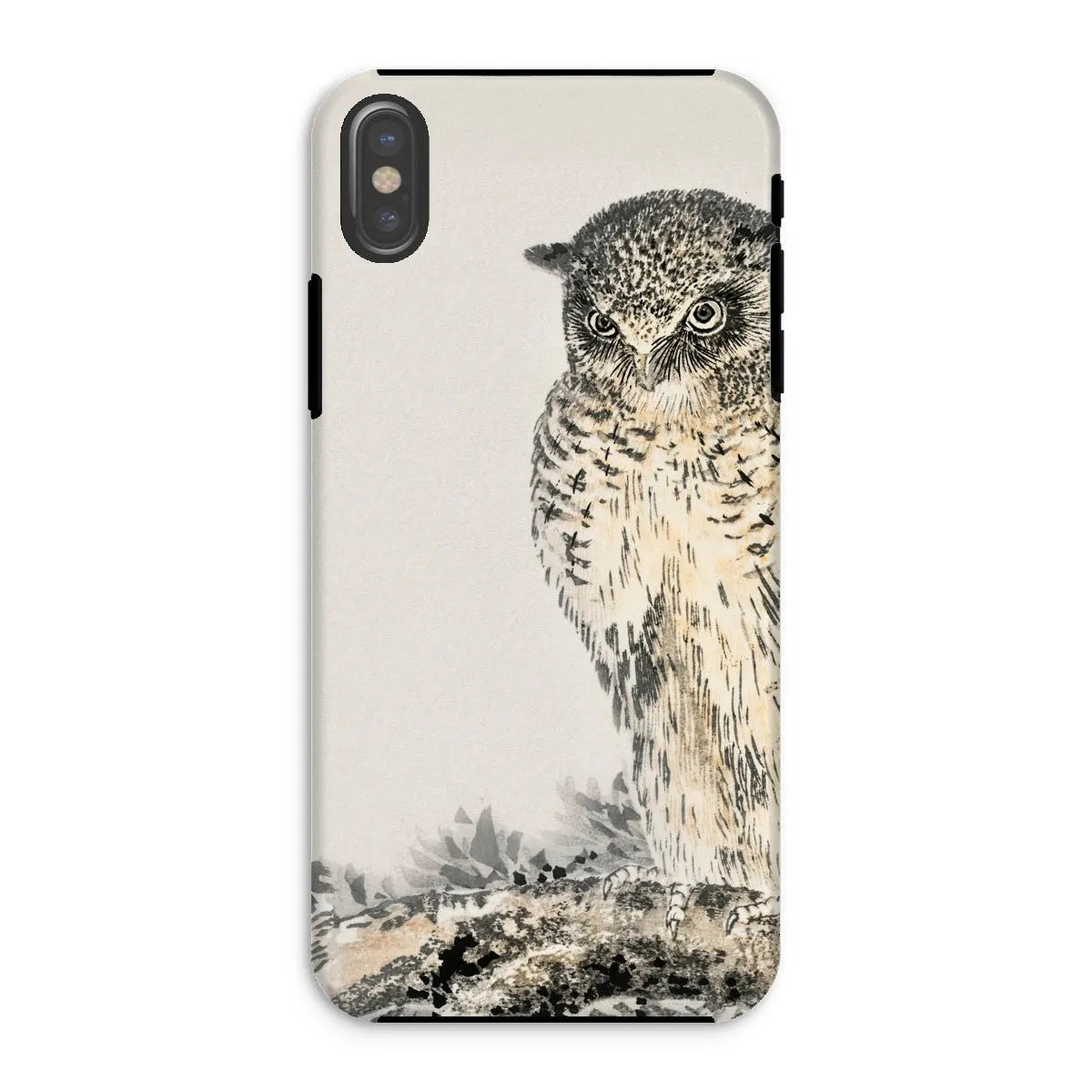 Owl And Fir Tree - Kachō-e Bird Phone Case - Numata Kashu - Iphone Xs / Matte - Mobile Phone Cases - Aesthetic Art